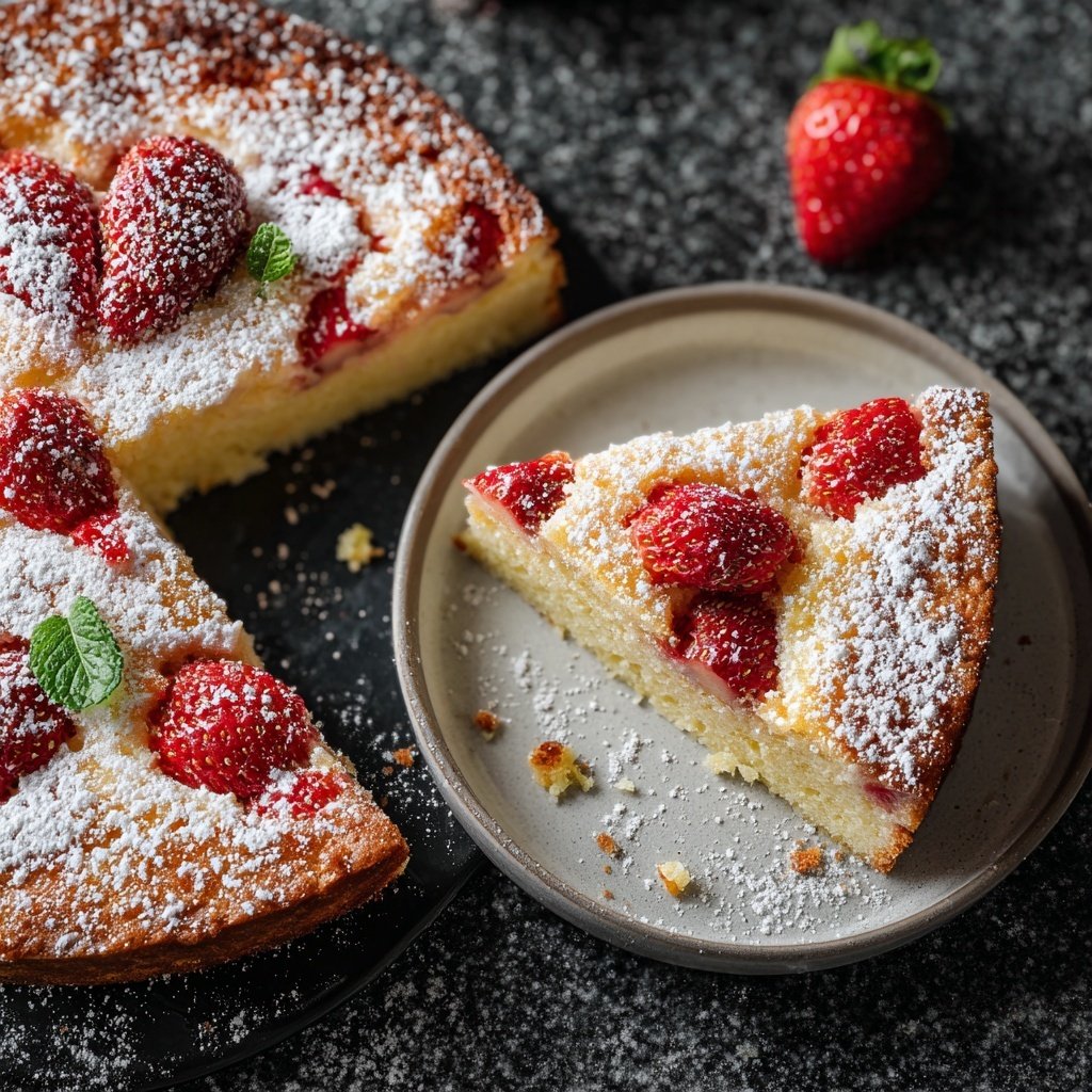 Erdbeerkuchen Mit Puderzucker