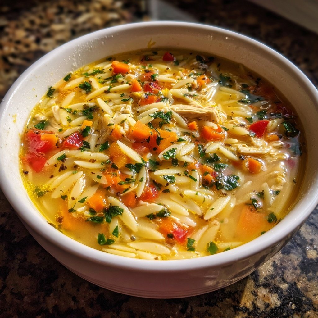 Zitronen-Hühnchen-Orzo-Suppe